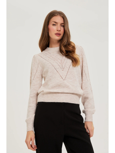 Moodo Béžový svetr s nafouklými rukávy Moodo