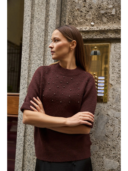 Moodo Vínový svetr s krátkými rukávy Moodo