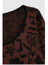 Moodo Hnědý svetr s rostlinným vzorem Moodo