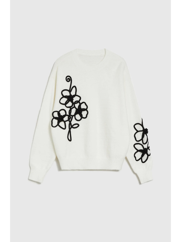 Moodo Bílý svetr s aplikací Moodo