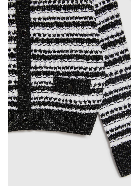 Moodo Černý pruhovaný kardigan Moodo