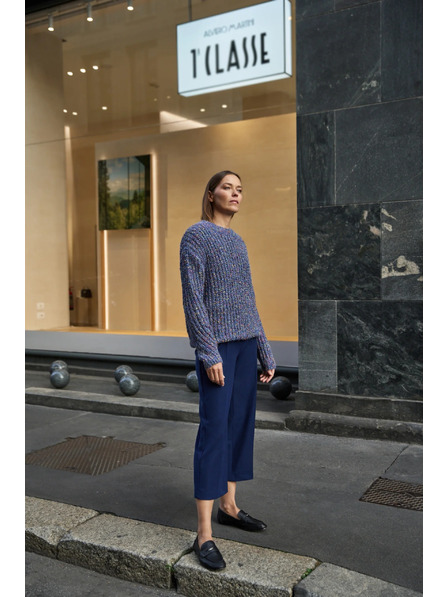 Moodo Svetr zdobený barevnou nití tmavě modrý Moodo