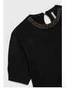 Moodo Černý svetr s ozdobným výstřihem Moodo