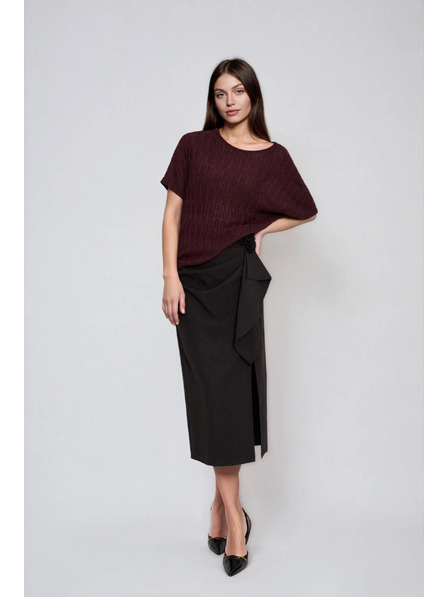 Moodo Hnědý svetr s krátkými rukávy Moodo