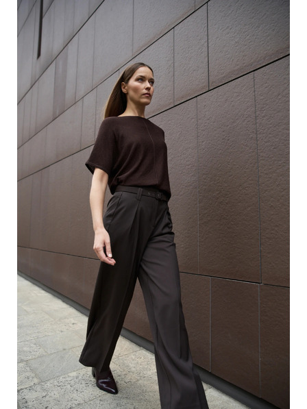 Moodo Hnědý svetr s krátkými rukávy Moodo