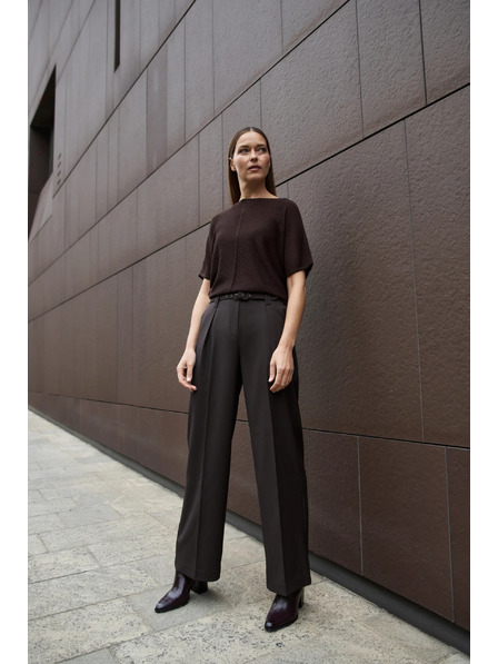 Moodo Hnědý svetr s krátkými rukávy Moodo