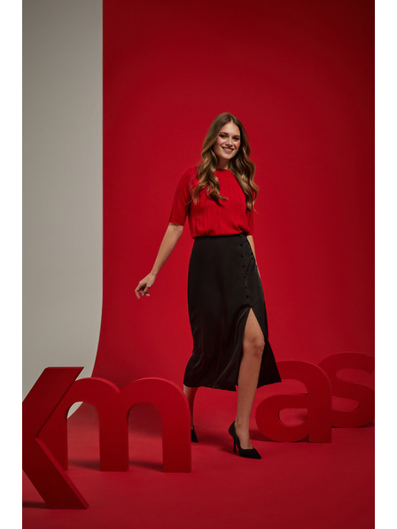 Moodo Červený svetr s krátkými rukávy Moodo