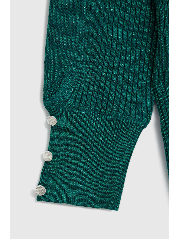 Moodo Zelený svetr s nafouklými rukávy Moodo