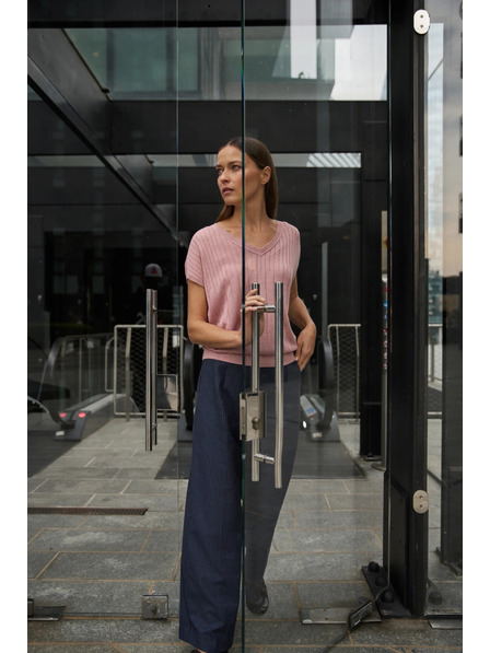 Moodo Růžový svetr s krátkými rukávy Moodo