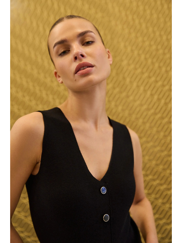 Moodo Pletená černá vesta Moodo