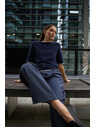 Moodo Tmavě modrý svetr s krátkými rukávy Moodo
