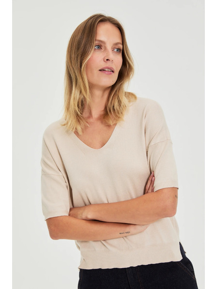 Moodo Svetr s krátkými rukávy béžový Moodo