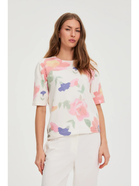 Moodo Svetr s květinovým vzorem bílý Moodo