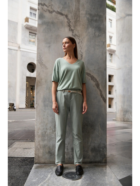 Moodo Olivový svetr s krátkými rukávy Moodo