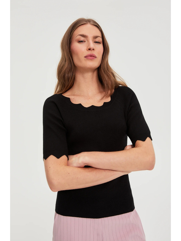 Moodo Přiléhavý černý svetr Moodo