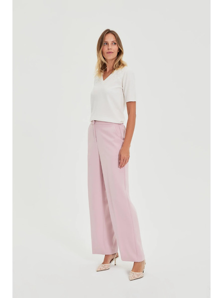 Moodo Bílý svetr s krátkými rukávy a výstřihem do V Moodo