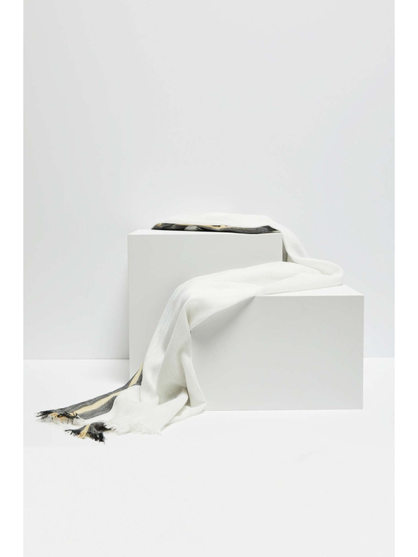 Moodo Šál v pruzích bílý Moodo