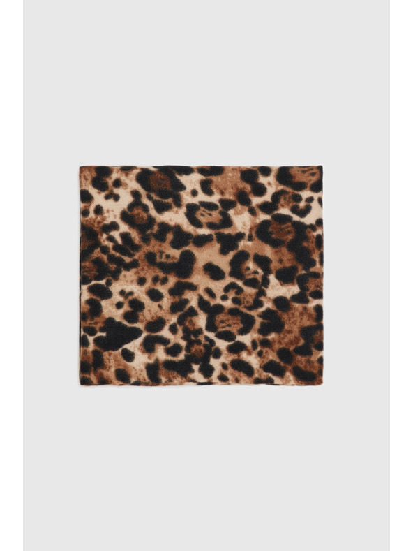 Moodo Šál v leopardím vzoru se střapci hnědý Moodo