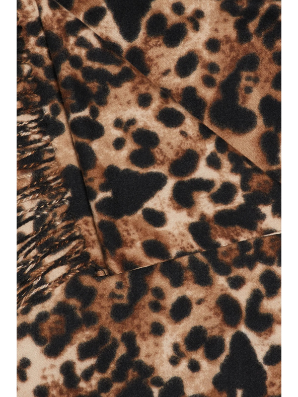 Moodo Šál v leopardím vzoru se střapci hnědý Moodo