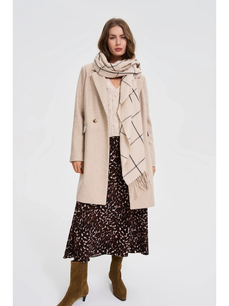 Moodo Šála v kostce se střapci béžová Moodo