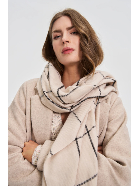 Moodo Šála v kostce se střapci béžová Moodo
