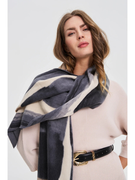 Moodo Vzorovaný šál tmavošedý Moodo