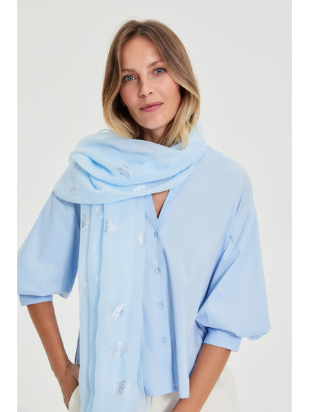 Moodo Šál s kovovým potiskem modrý Moodo