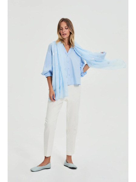 Moodo Šál s kovovým potiskem modrý Moodo