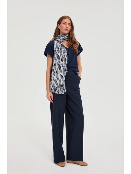 Moodo Šál s rostlinným vzorem tmavě modrý Moodo