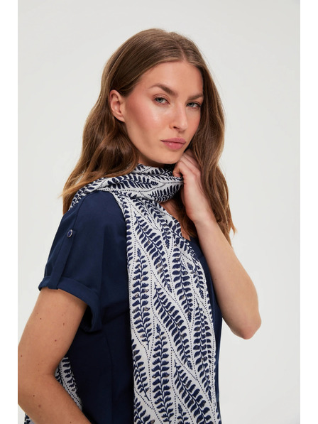 Moodo Šál s rostlinným vzorem tmavě modrý Moodo