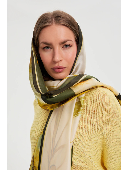 Moodo Šála s květinovým vzorem khaki Moodo