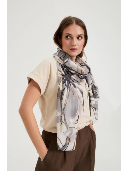 Moodo Šál s květy šedý Moodo