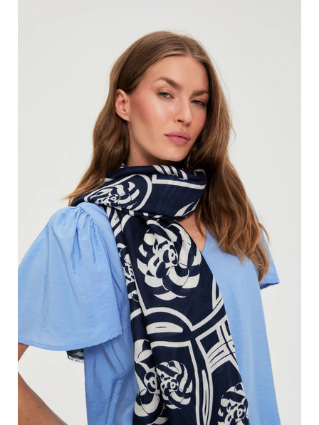 Moodo Šála s květinovým vzorem tmavě modrá Moodo