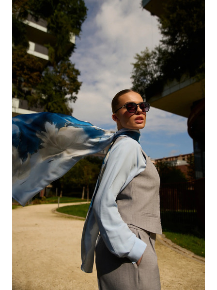 Moodo Šála s květinovým vzorem světle modrá Moodo