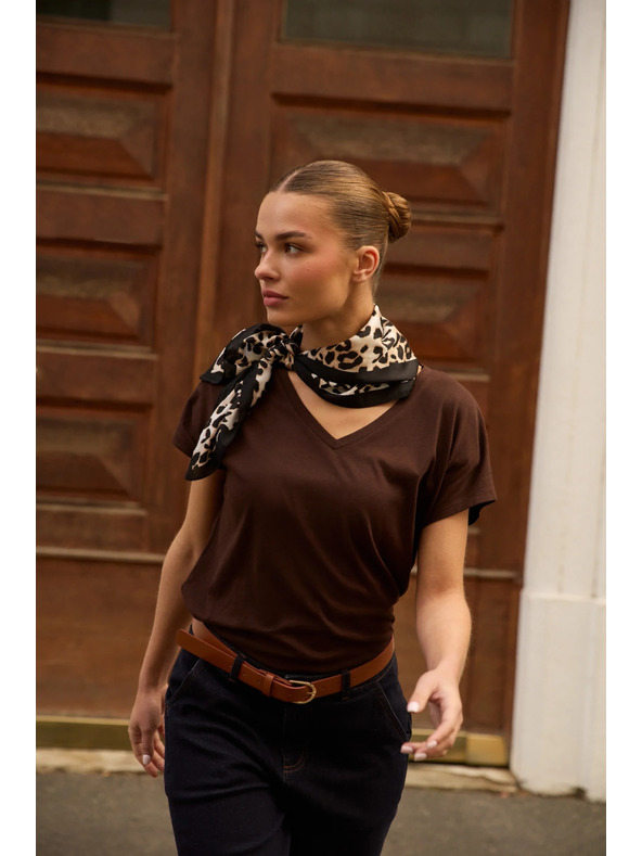 Moodo Šátek s leopardím vzorem hnědý Moodo