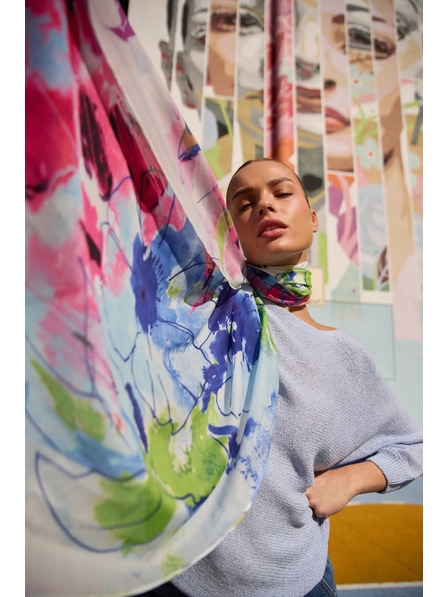 Moodo Vzorovaný šál modrý Moodo