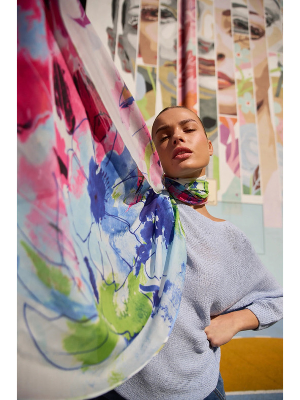 Moodo Vzorovaný šál modrý Moodo