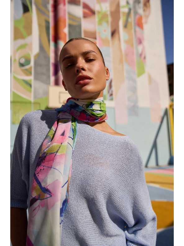 Moodo Vzorovaný šál modrý Moodo