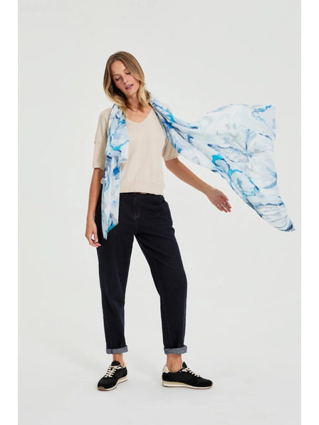 Moodo Vzorovaný šál modrý Moodo