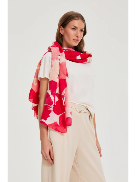 Moodo Šála s květinovým vzorem červená Moodo