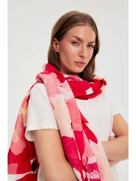 Moodo Šála s květinovým vzorem červená Moodo