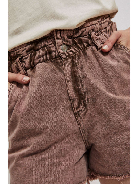 Moodo Karamelové džínové šortky s vysokým pasem Moodo