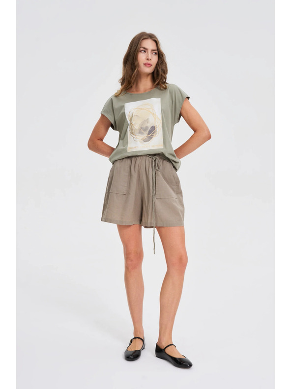 Moodo Volné olivové šortky Moodo