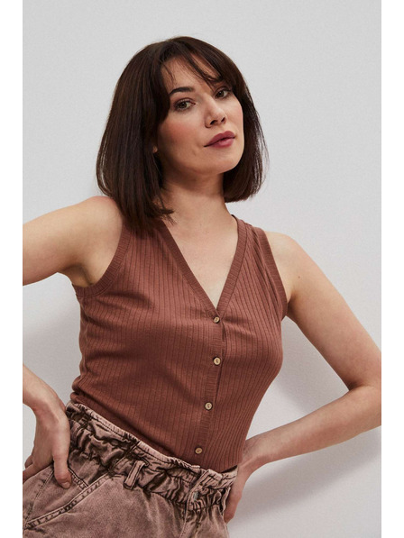 Moodo Žebrovaný top čokoládový Moodo