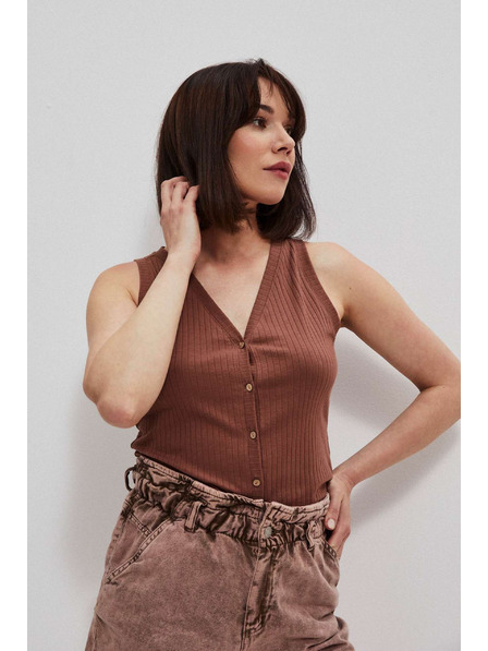 Moodo Žebrovaný top čokoládový Moodo