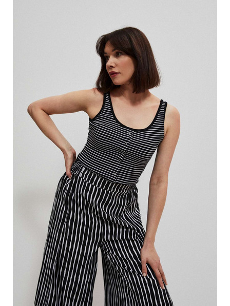 Moodo Černo-bílý pruhovaný top s knoflíky Moodo