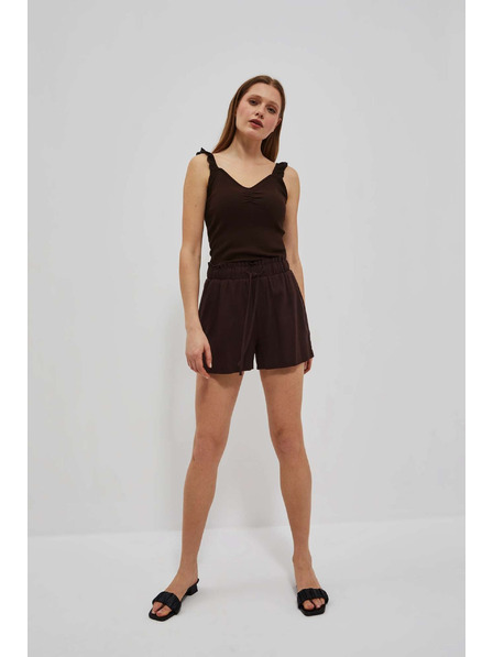Moodo Tmavohnědý top s ozdobnými ramínky Moodo