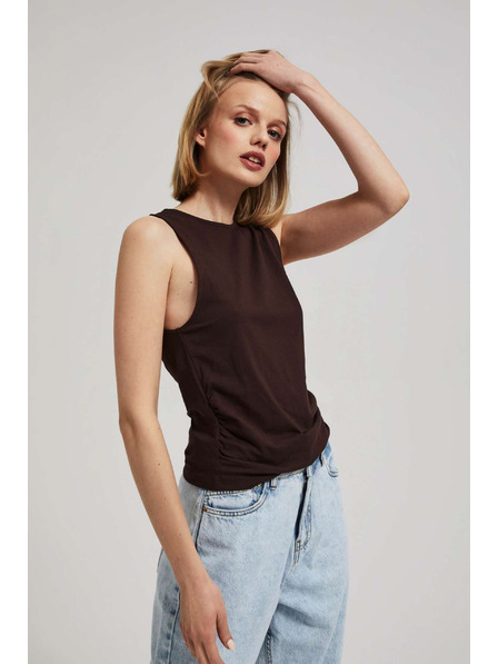 Moodo Tmavohnědý top se zřasenými boky Moodo