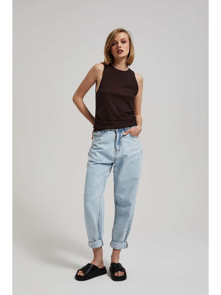 Moodo Tmavohnědý top se zřasenými boky Moodo