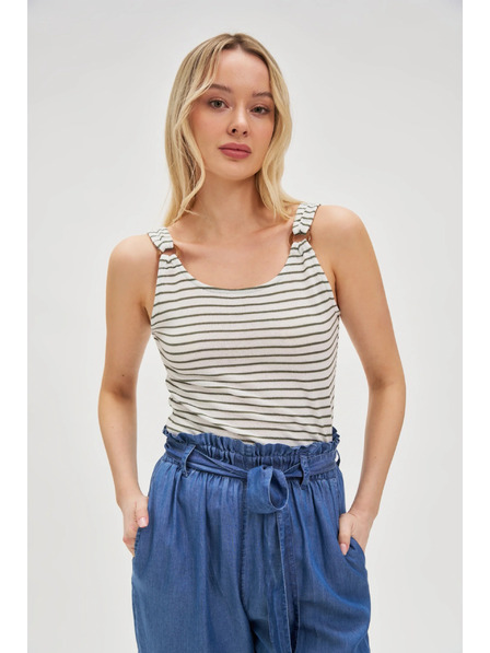 Moodo Bílý pruhovaný top Moodo